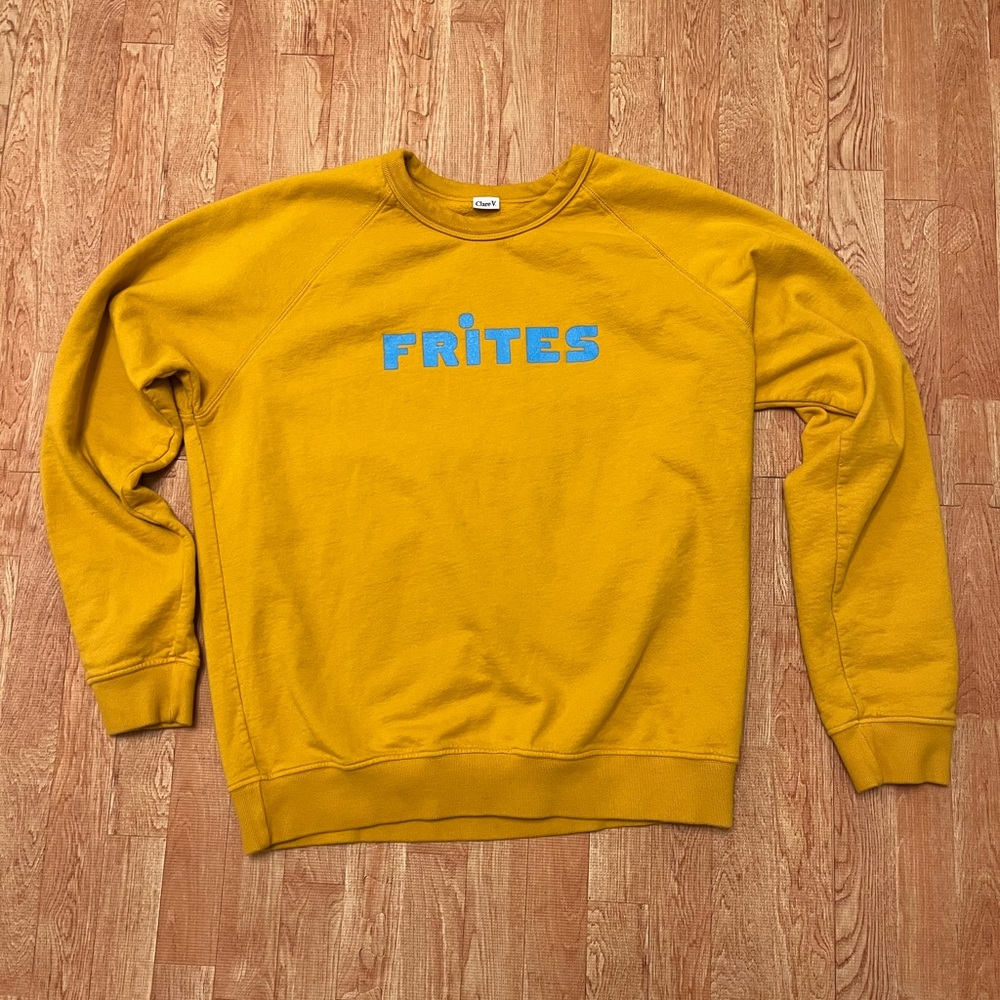 Clare V Golden Crew Neck Sweater with Blue Detail